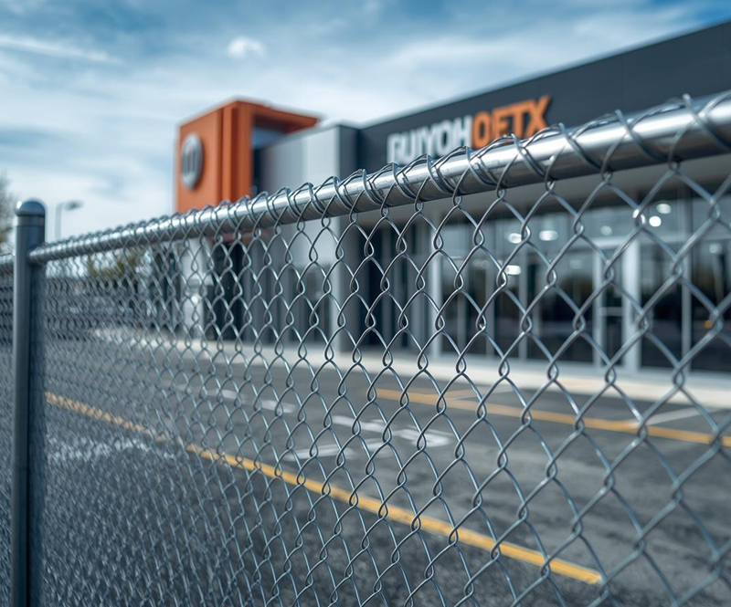 The Benefits of Chain Link Fences for Ottawa Homes & Businesses. Image of chain link fence in front of business.