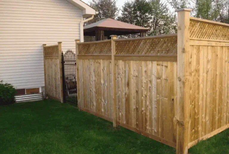 Wood fence with lattice