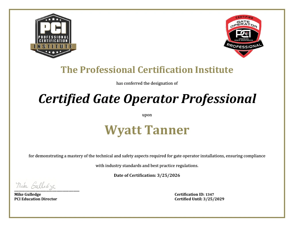 Certified Gate Operator Professional