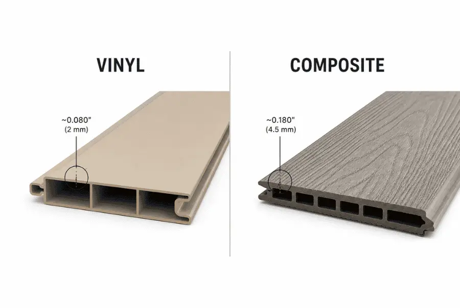 Composite and Vinyl board thickness