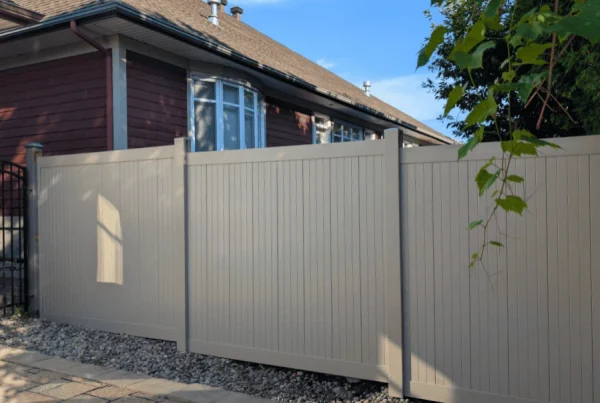 Racked Adobe Vinyl Fence